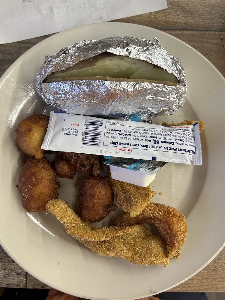 Small Catfish with Baked Potato and Regular